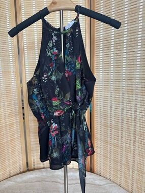 Parker Drape Front Keyhole Top – Dark Floral | Size Small | EUC